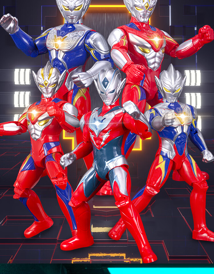 卡卡鸭中华超人奥特曼儿童奥特曼玩具男孩超人变形发声发光机器人中华