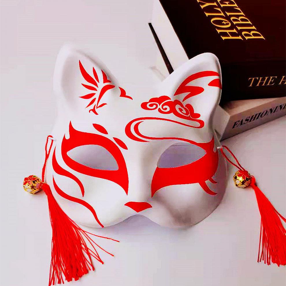 万圣节网红狐狸面具半脸古风日式彩绘二次元化妆舞会万圣节男女装扮