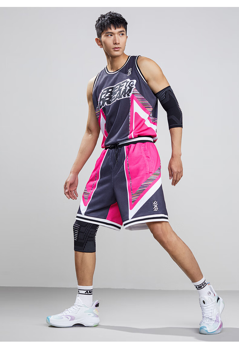 新款篮球套男士针织背心篮球训练透气运动套装街头风背心纯净白1s165