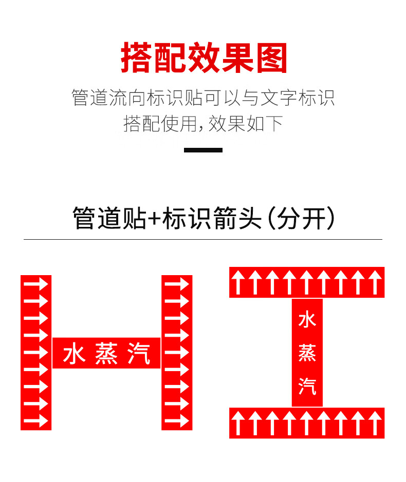 准航管道流向标识反光箭头指示贴纸化工管线介质指向警示标签国标8色