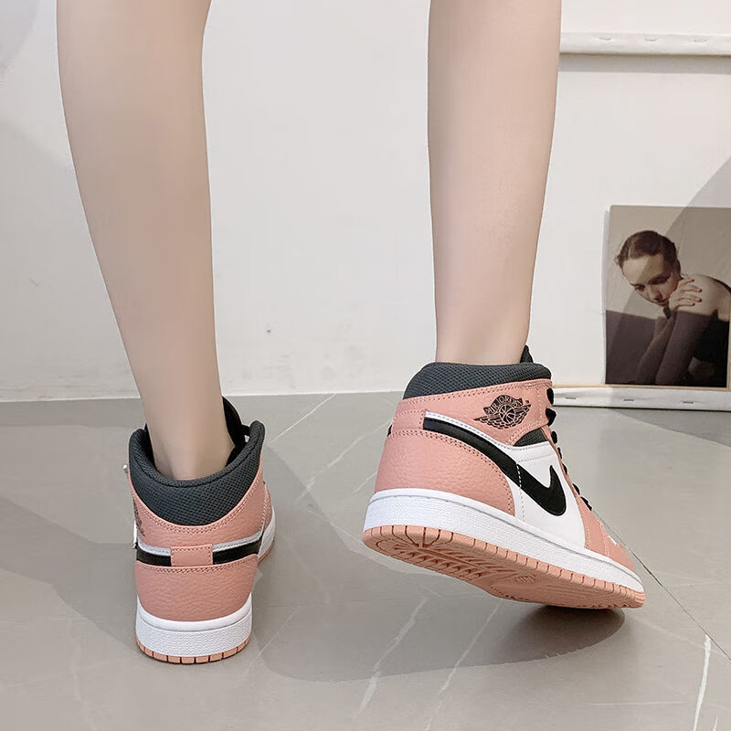 耐克aj1mid乔1中帮巴黎灰蓝黑紫韩版百搭男女学生休闲板鞋852542-105