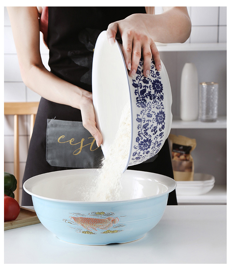 和面盆 发面盆大瓷盆磁盆老式家用瓷盆和面盆活面盆土陶瓷揉面盆传统