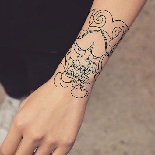 芭雅莲般若纹身贴刹车印防水纹身贴传统般若艺男女逼真花臂小腿手臂