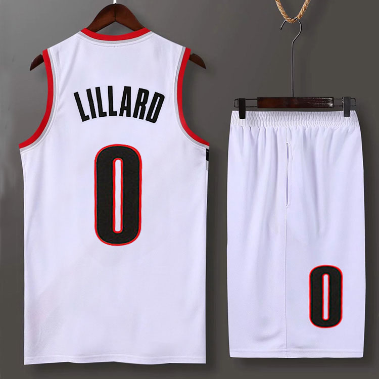 滕讯体育nba专营波特兰开拓者利拉德0号球衣套装男队服定制篮球服成人