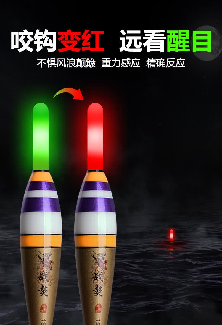 阿波远投矶钓电子鱼漂夜光漂大肚漂鲢鳙立式滑漂海钓矶竿专用浮漂战獒