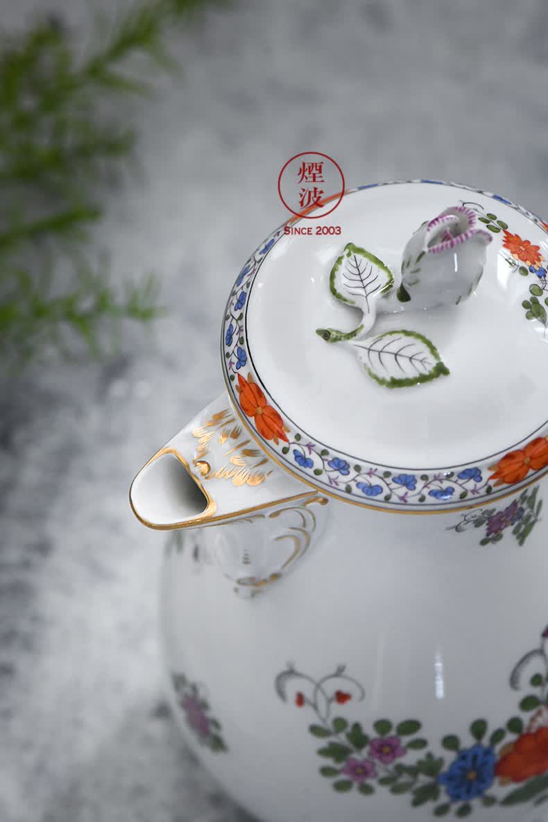 德国meissen 梅森瓷器 柿右卫门风 彩绘描金 下午茶茶壶 咖啡壶