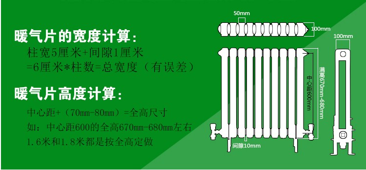 定制家用暖气片钢二柱水暖散热器自采暖集中供暖钢制壁挂式暖气散热片