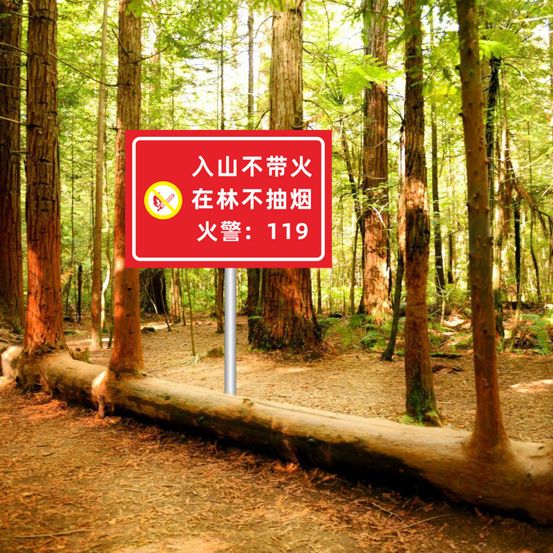 森林防火人人有责安全警示牌关爱入山不带火在林不抽烟安全标识牌可