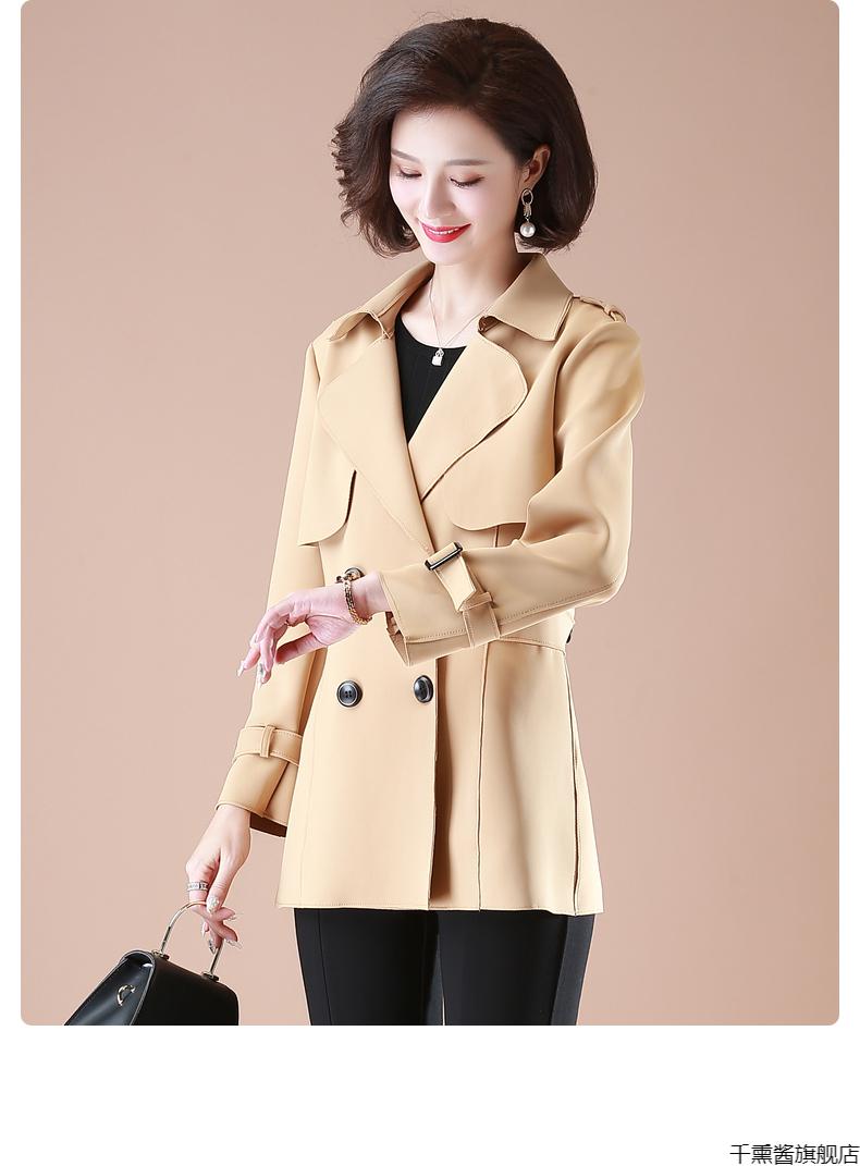 女式春秋外套上装中年宽松妈妈洋气短款上衣女秋装气质风衣中老年翻领