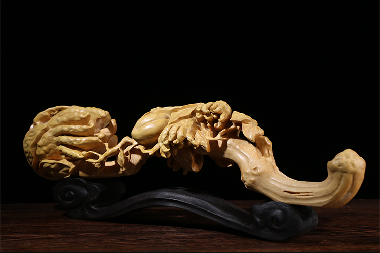 居舍木雕乐清黄杨木雕佛手如意中式摆件家居饰品实木雕刻工艺装饰多子