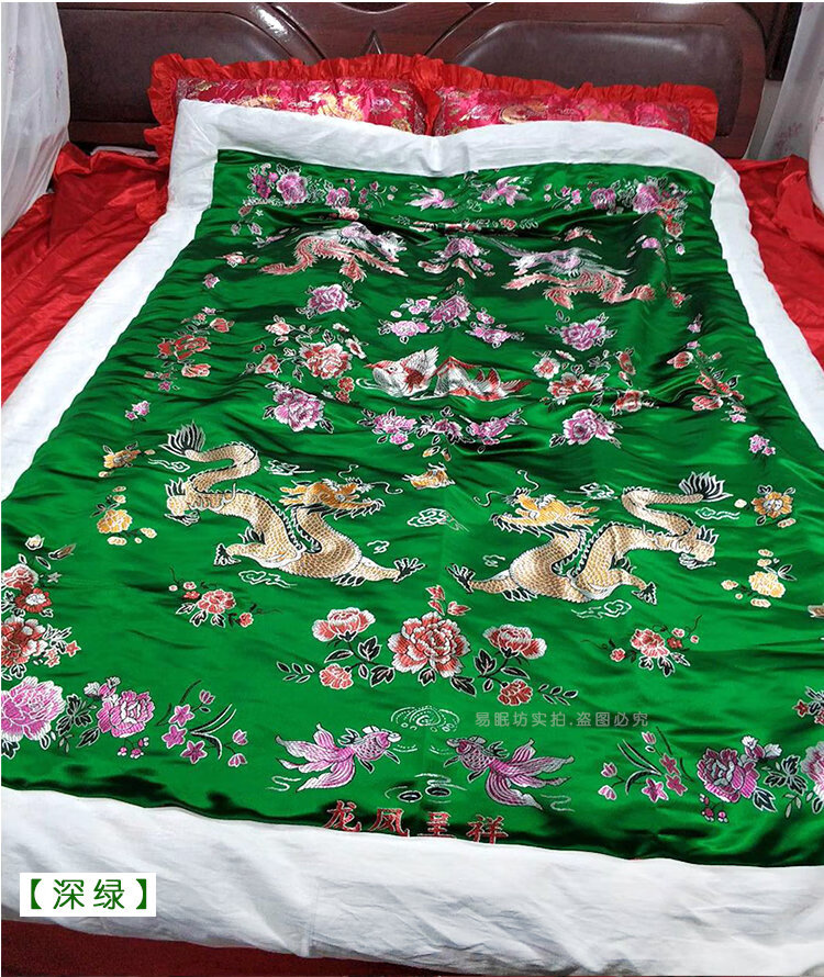 被面老式丝绸被套包边老式包边被套结婚复古丝绸被罩软缎绸缎面单个