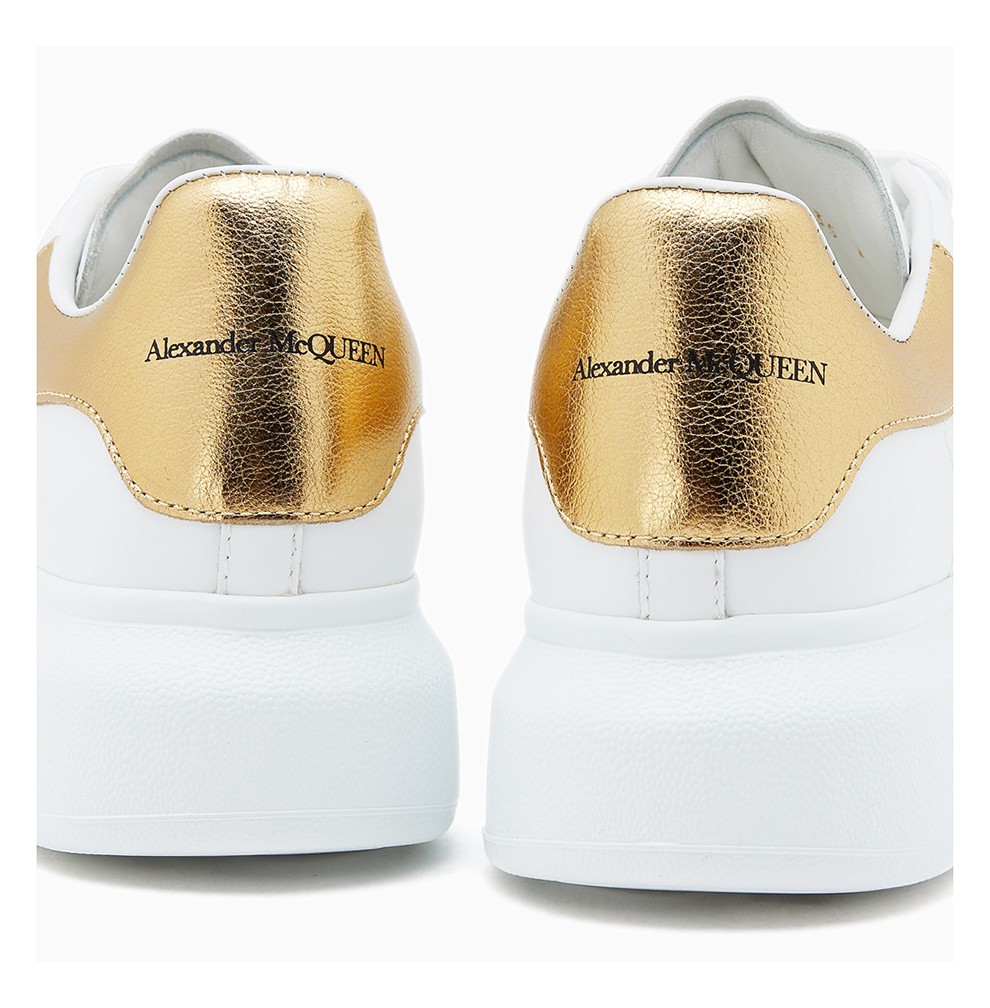 alexander mcqueen/亚历山大麦昆 女士经典小白鞋休闲运动鞋 白色金尾