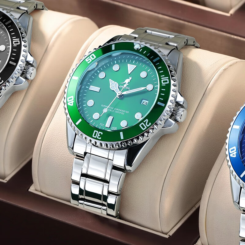 kangol全自动钢铁之心机械风男士手表緑水鬼系列送男友父亲高档腕表