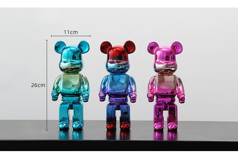 潮玩kaws电镀暴力熊摆件客厅电视柜落地公仔玄关酒柜家居软装饰品