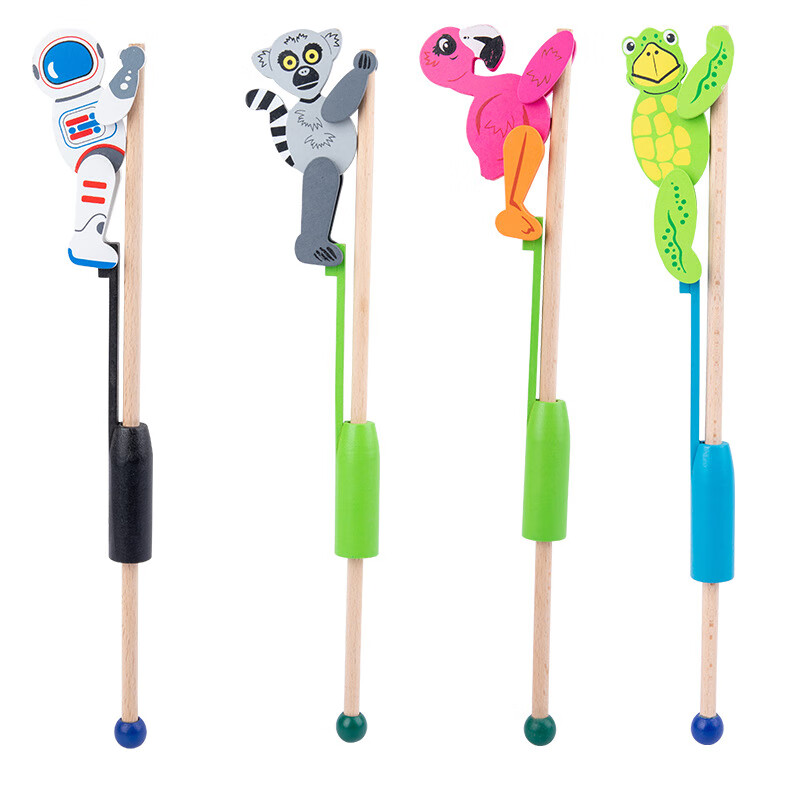 启智幼儿童力早教玩具动物爬杆玩具手部精细动作训练爬杆木制玩具爬杆