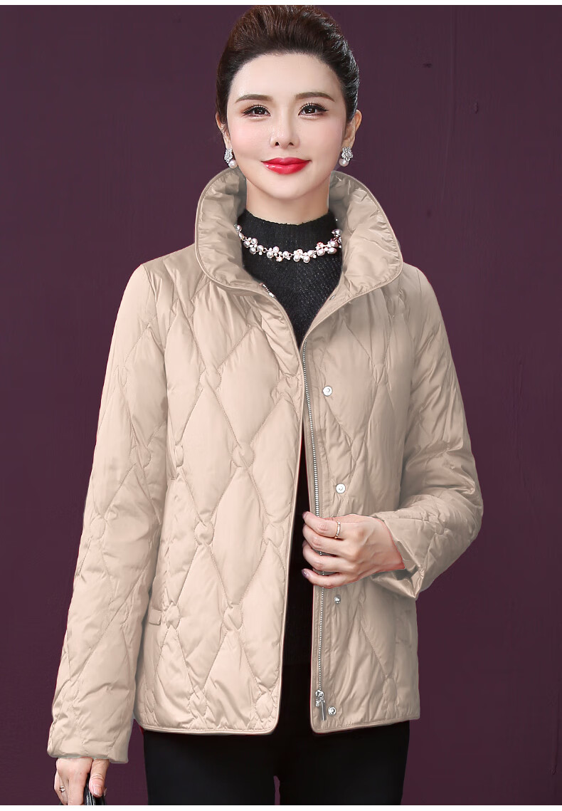 王小鸭冬装短款白鸭绒女新款时尚修身立领羽绒服小个子外套红色m