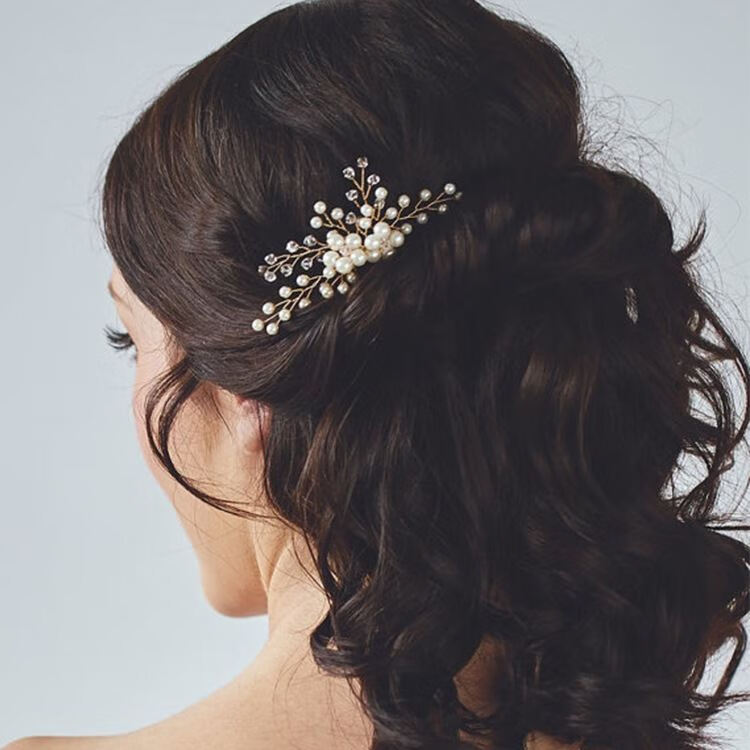 结婚妈妈头饰婚礼盘头卡子中年优雅气质旗袍喜婆婆发夹婚庆饰品l75银