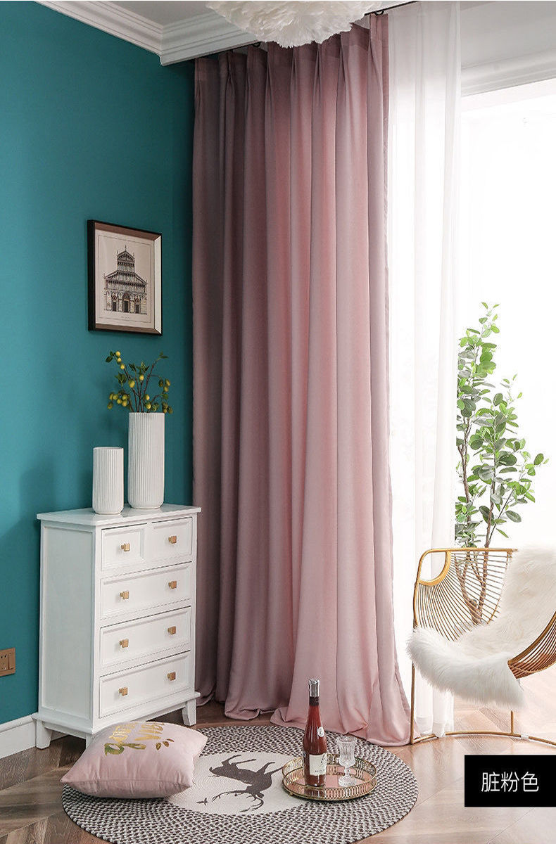 天丝绒纱帘透光不透人窗纱卧室客厅阳台隔断飘窗双开韩褶窗帘雅致米天
