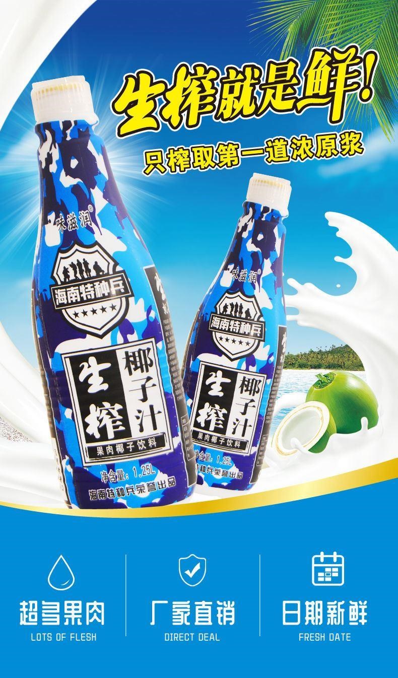 海南风味生榨椰子汁椰奶1.25l整箱2瓶6瓶装果肉型果味饮料 椰汁2瓶