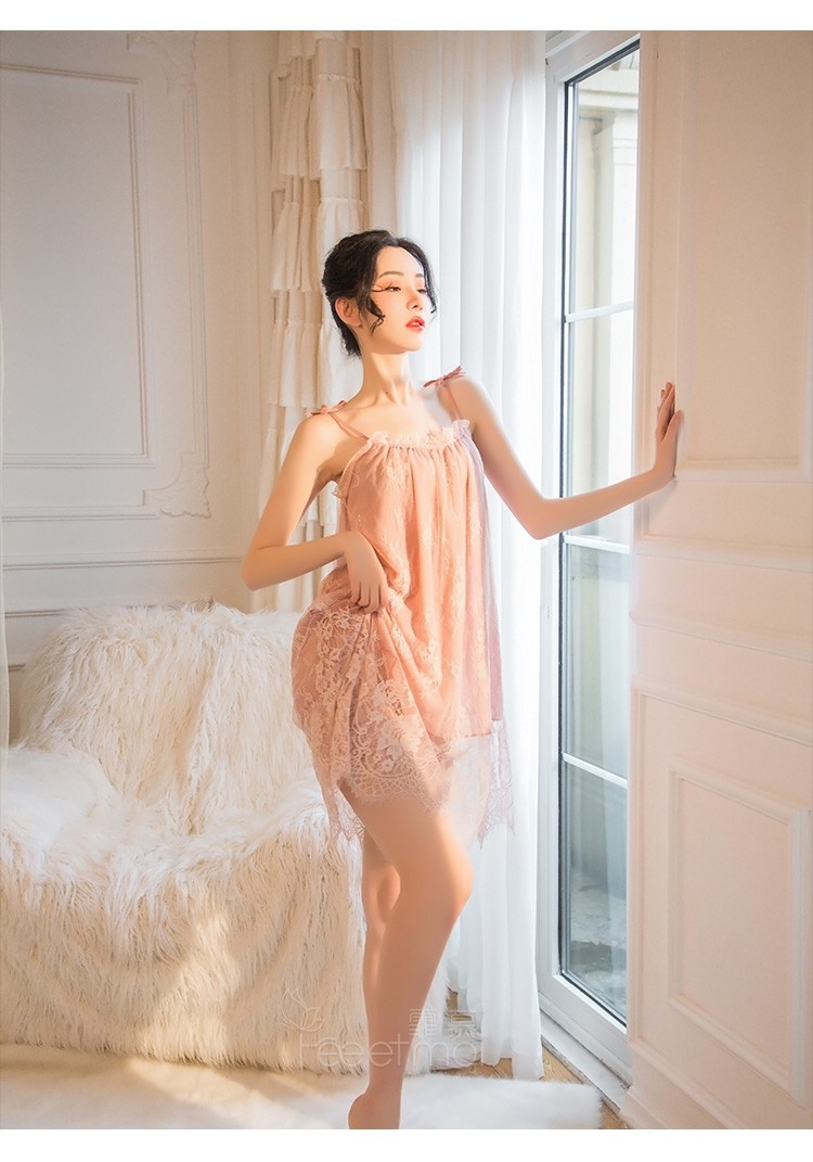 霏慕女套装诱惑制服吊带性感睡衣角色扮演连体开裆透视透明蕾丝睡裙开