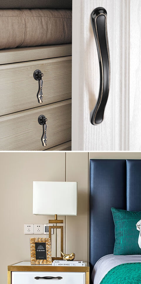 fgacct美式拉手衣柜门把手抽屉富士黑色现代简约柜子橱柜门欧式单孔