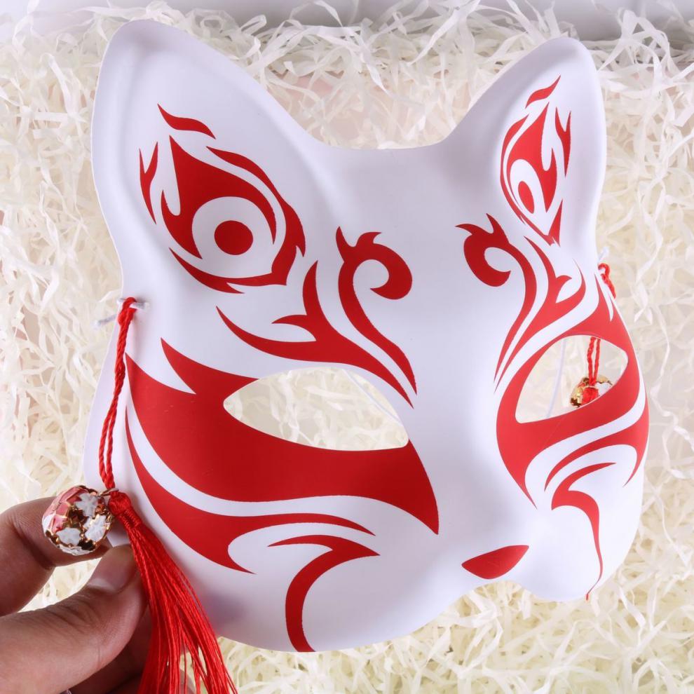 万圣节狐狸半脸网红古风猫脸面具彩绘二次元动漫男女万圣节舞会抖音