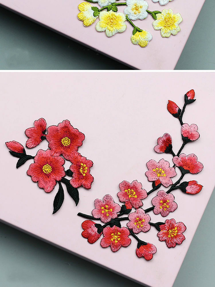 lucaly毛衣贴花刺绣小花布贴时尚日韩风樱花补丁贴补衣服的图案花背胶