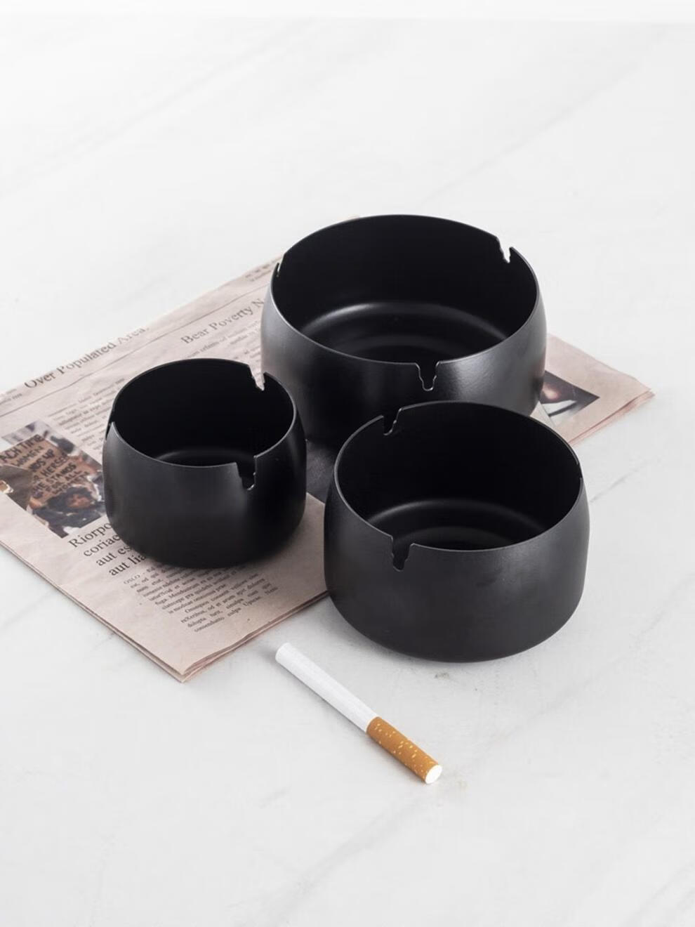 新款不锈钢烟灰缸网红客厅烟灰缸家用创意个性超大容量防摔砸网咖酒吧