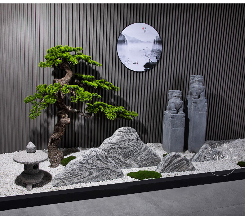 明画石头雪浪石切片组合泰山石天然造景景观石室内枯山水庭院假山石