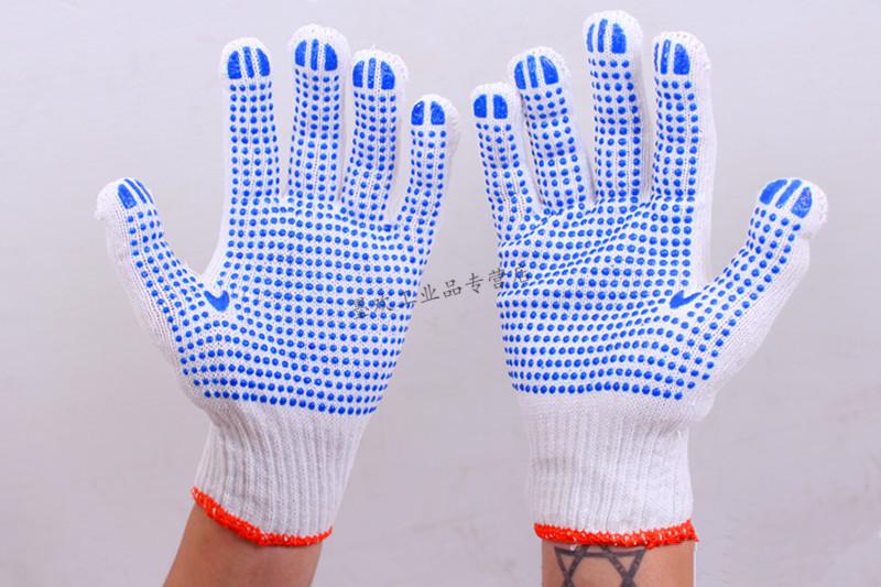 加厚650g防滑劳保手套耐磨胶点线手套工地防护工作搬家手套白胶点m
