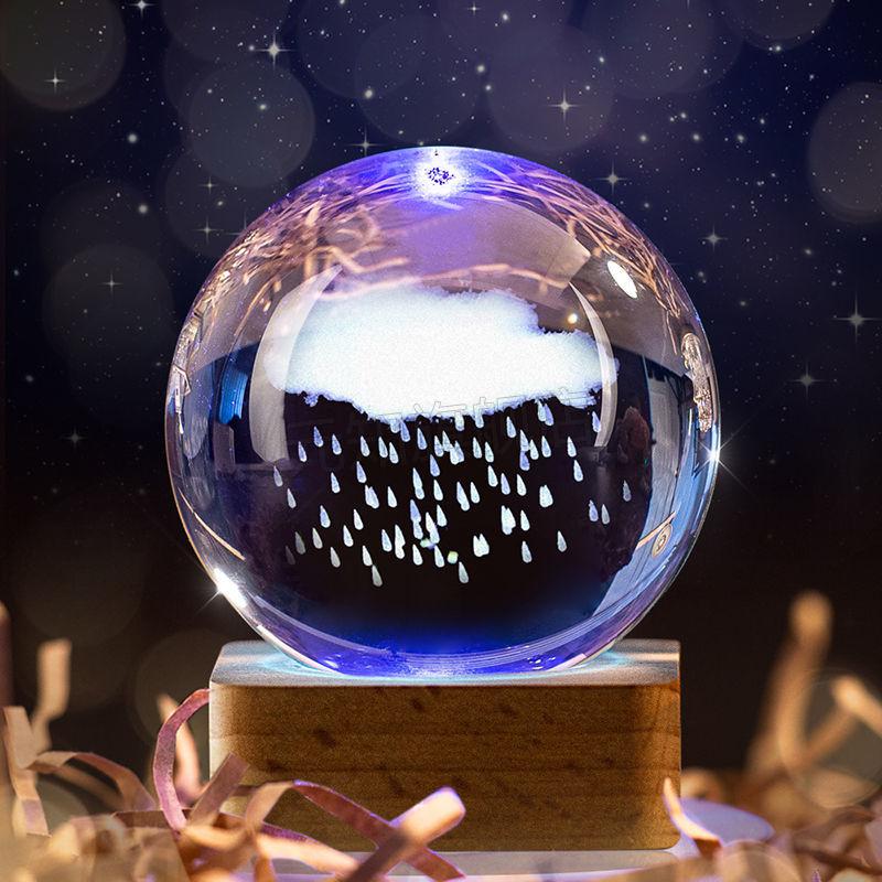 浪漫夜光星球灯创意生日礼物女生闺蜜新年送男朋友发光水晶球满天星感