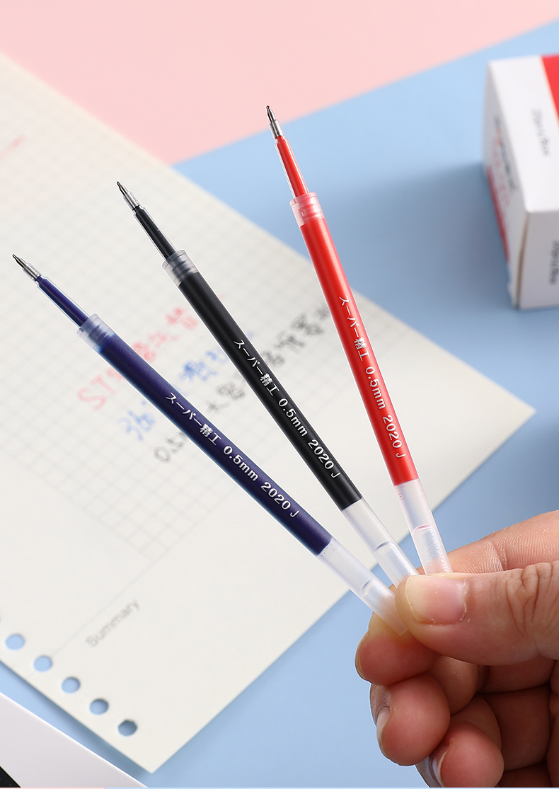 东米按动笔芯dm007按压替芯st针管头笔芯05mm红黑色蓝色大容量顺滑dm