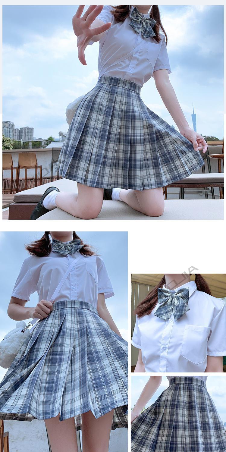 一刀jk制服裙学院风jk夏季少女风百褶格裙半身裙温柔一刀裙子领结l