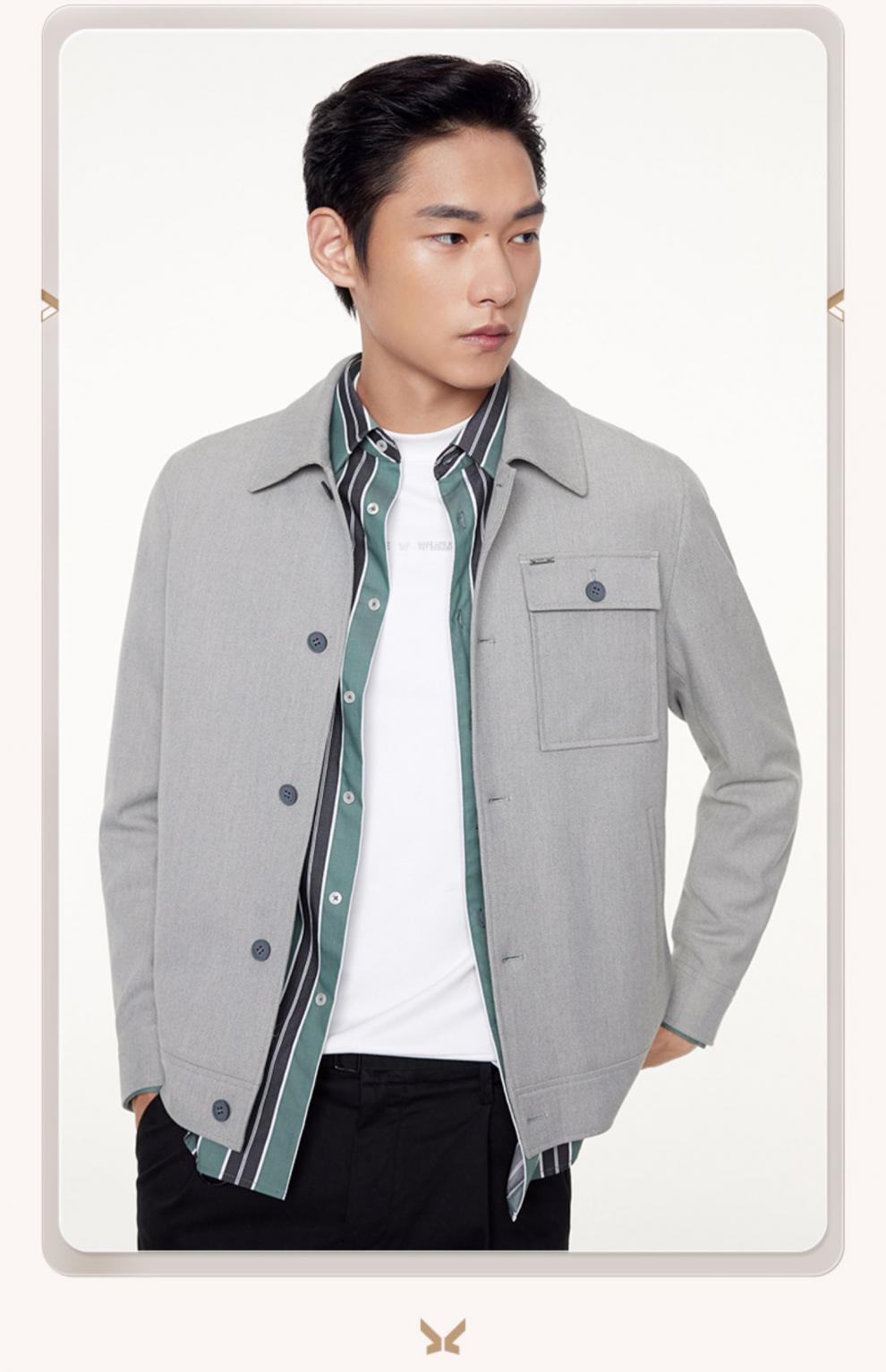 【商场同款】九牧王男装夹克男2021秋冬季新款中青年男士简约经典潮流