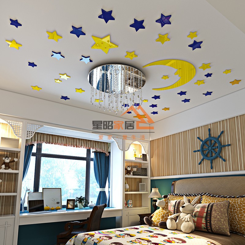 夜光墙贴墙上装饰品月球圆点荧光贴字发光星星贴夜光贴纸卧室房间自粘