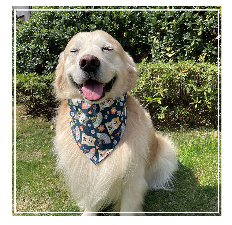 小郎人宠物围巾日系和风三角巾狗狗口水巾中大型犬金毛萨摩柴犬围脖