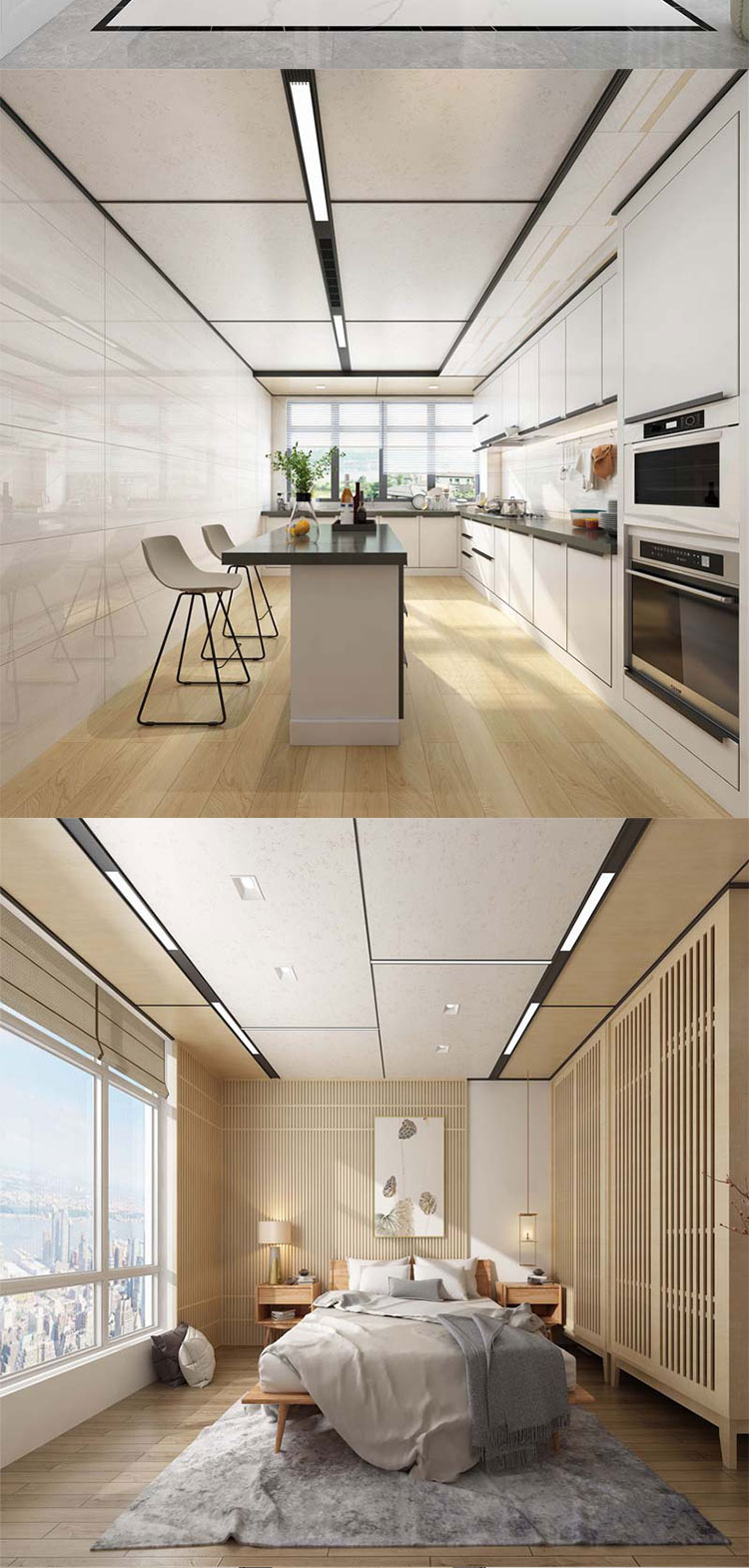 集成吊顶蜂窝大板铝蜂窝板吊顶铝扣板厨卫阳台客厅二顶全套配件胡桃木