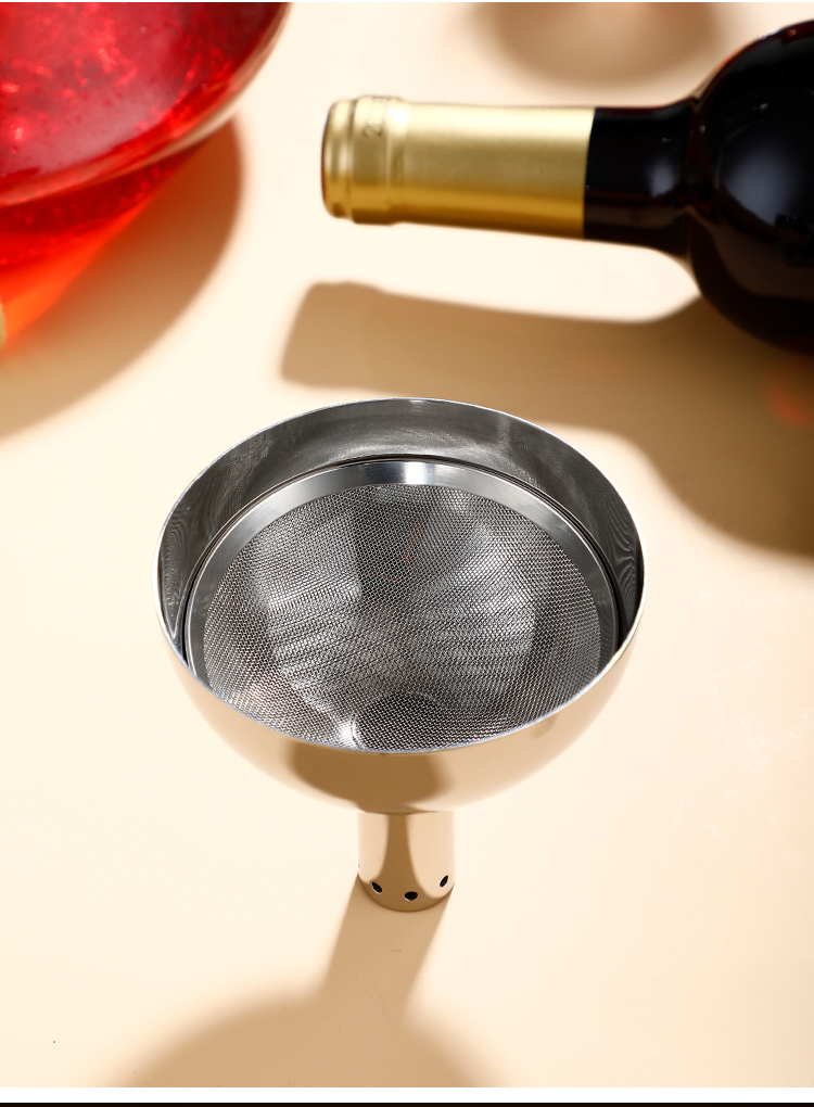 红酒过滤漏斗304不锈钢家用油漏斗红酒滤酒器大口径漏斗醒酒器过滤滤