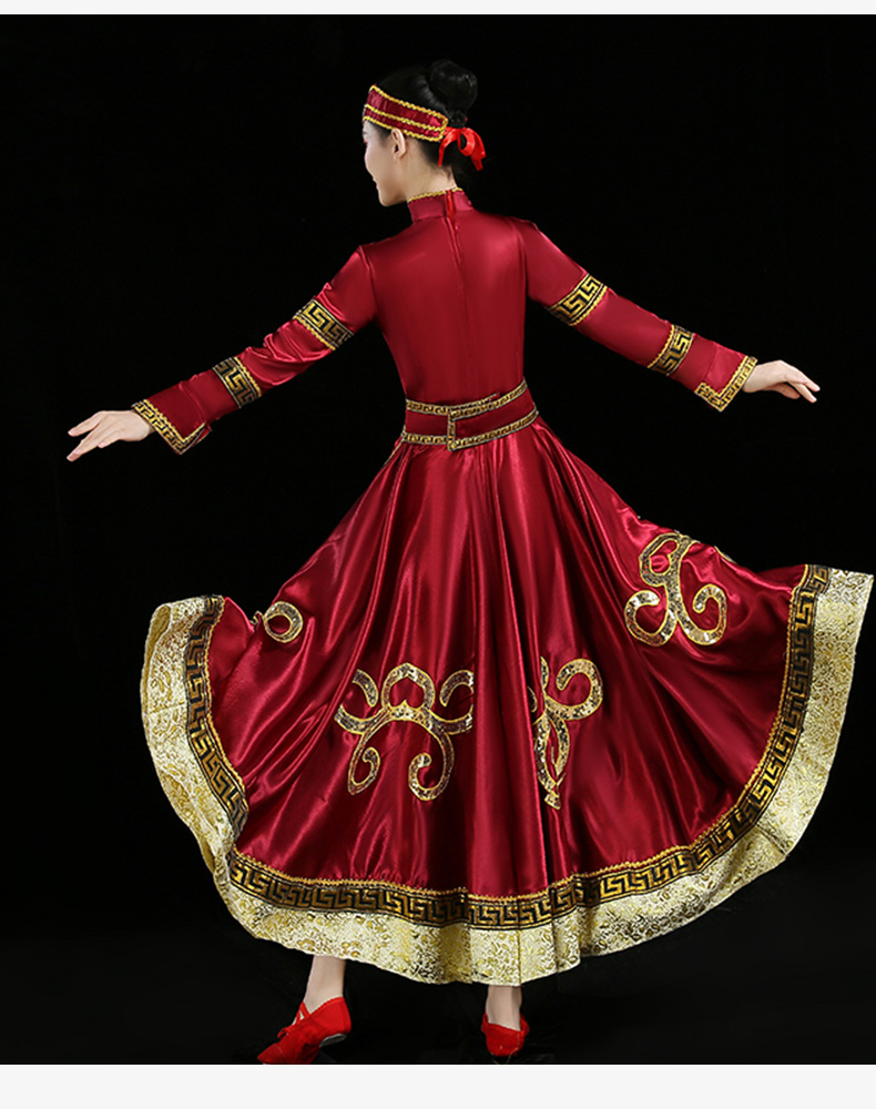 米集蒙古舞蹈演出服服饰女蒙族舞蹈服艺考蒙古袍蒙古舞少数民族服装女