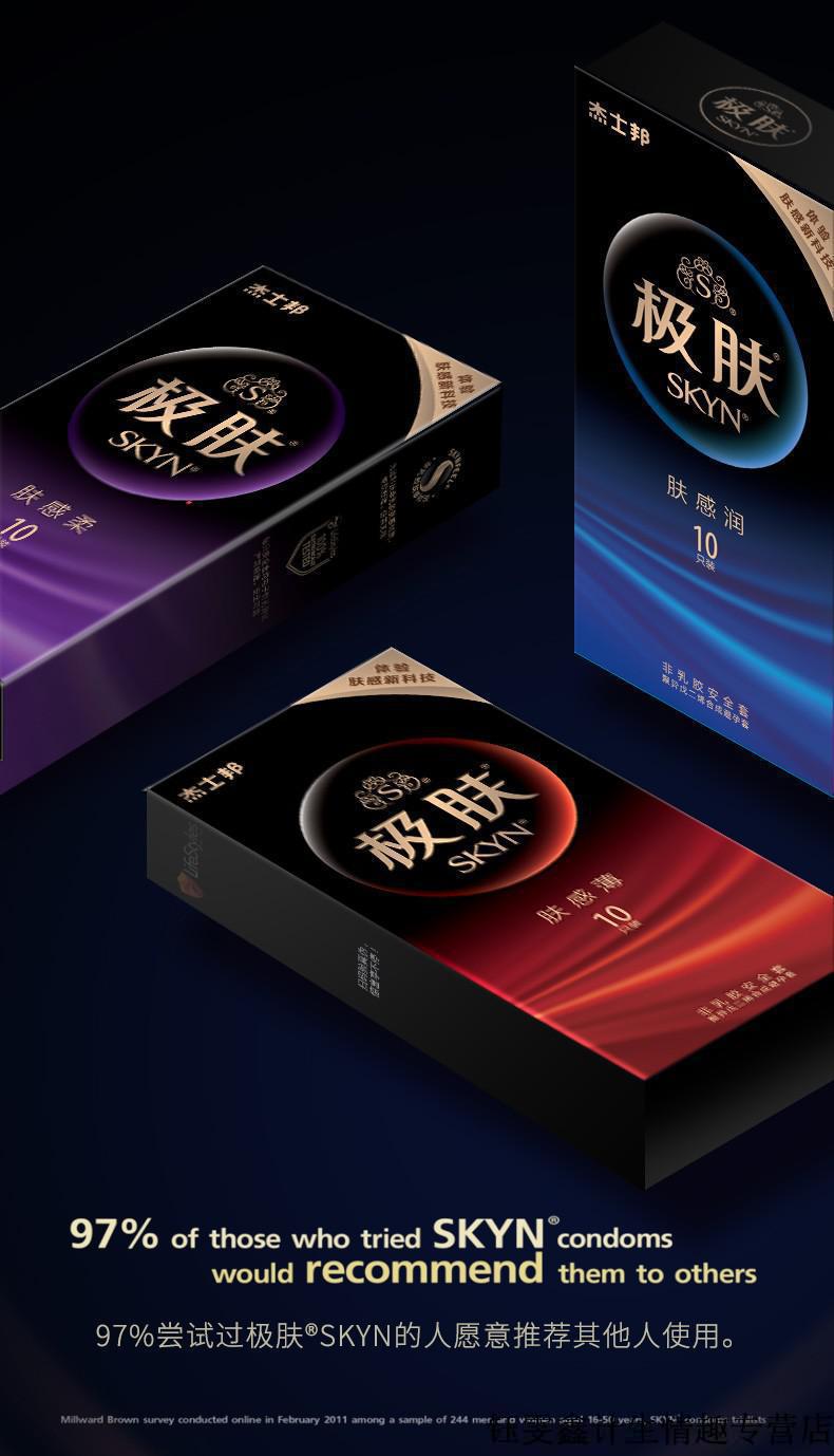 杰士邦skyn极肤避孕套男用安全套真肤超薄超滑隐形裸入狼牙套加长加粗
