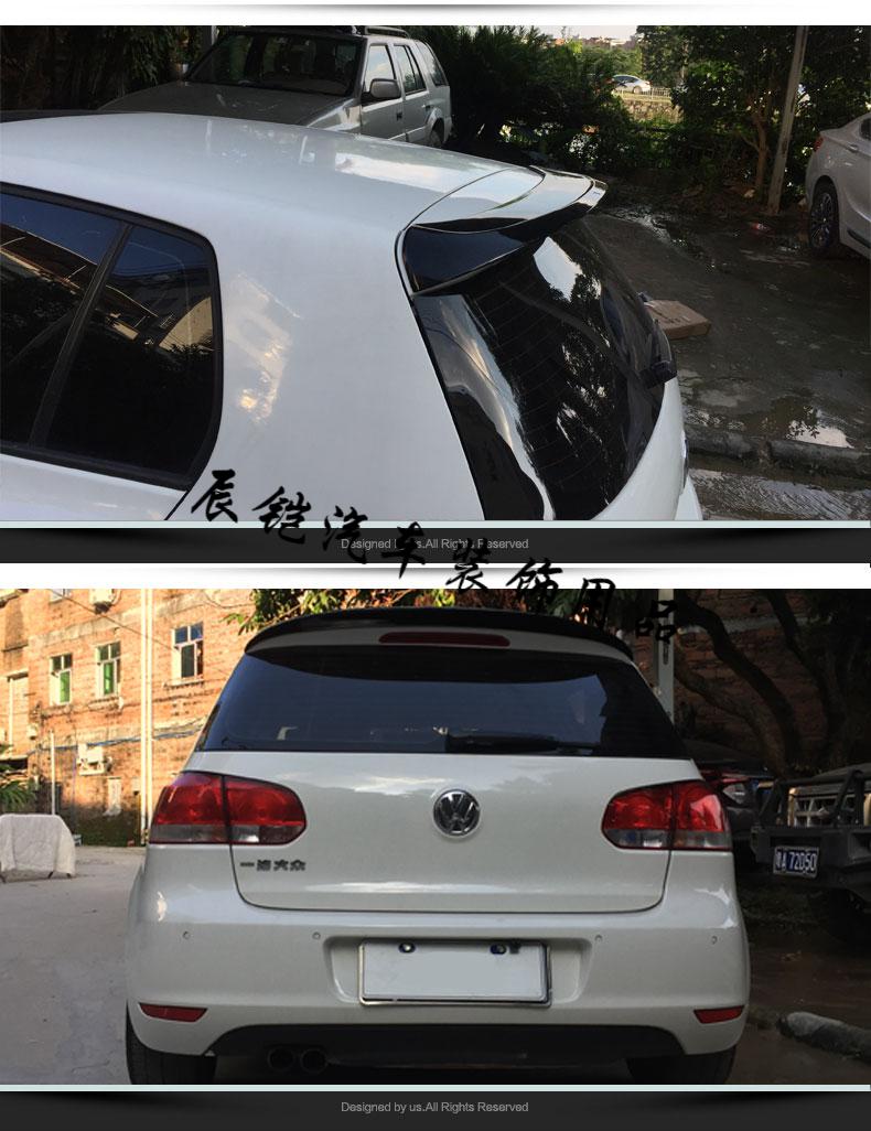 1013高尔夫6尾翼改装适用golf6顶翼款烤漆尾翼碳纤纹联合灰免打孔