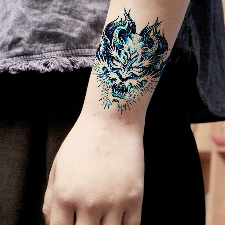 uhfq纹身贴男士私处胸前龙头刺青色防水纹身贴手臂仿真男女青龙狮子