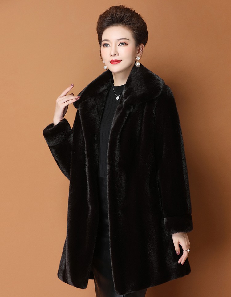 妈妈装天鹅绒外套中老年水貂毛整貂貂绒大衣高档品牌女装9318紫红m