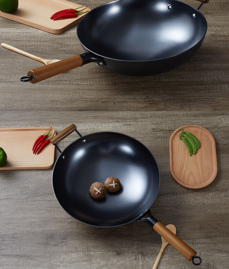 凹面电磁炉专用炒锅圆底铁锅铸铁无涂层炒菜锅煤燃气灶通用 帅巢 32圆