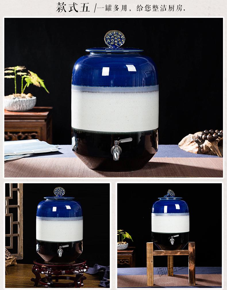 存水桶大水桶景德镇陶瓷存水缸带龙头大号饮水机家用过滤净水桶储水罐