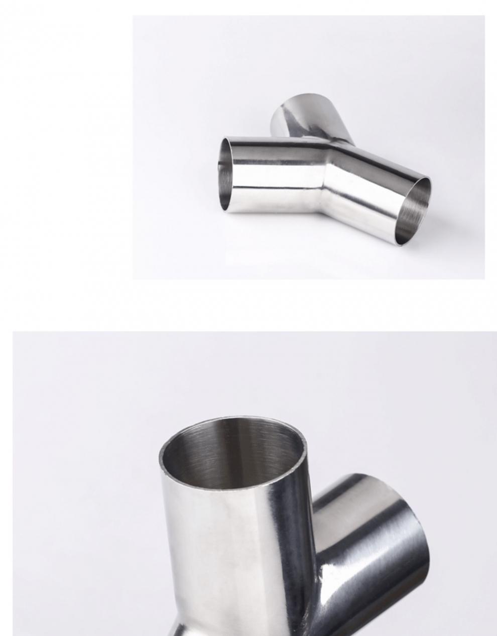 304不锈钢y型卫生级焊接三通镜面等径y形三头通接头90° 304 Φ12.