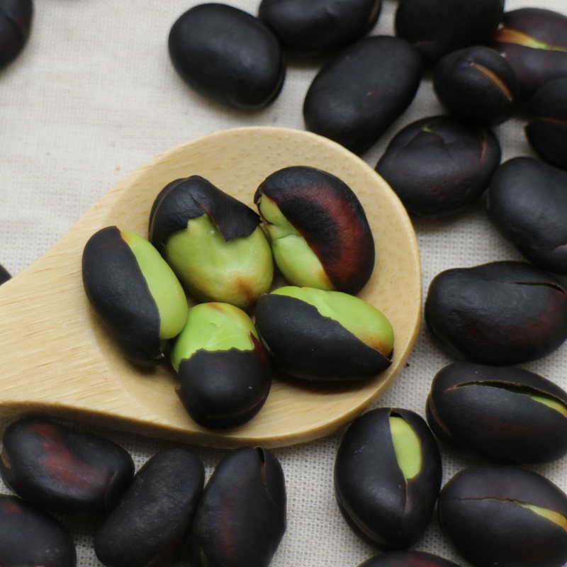 云南保山黑皮炭烧绿心蚕豆原味干炒铁板硬火烧绿芯散装零食400g 黑皮