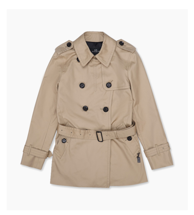 coach蔻驰女士时尚百搭中长款风衣卡其色91472eals