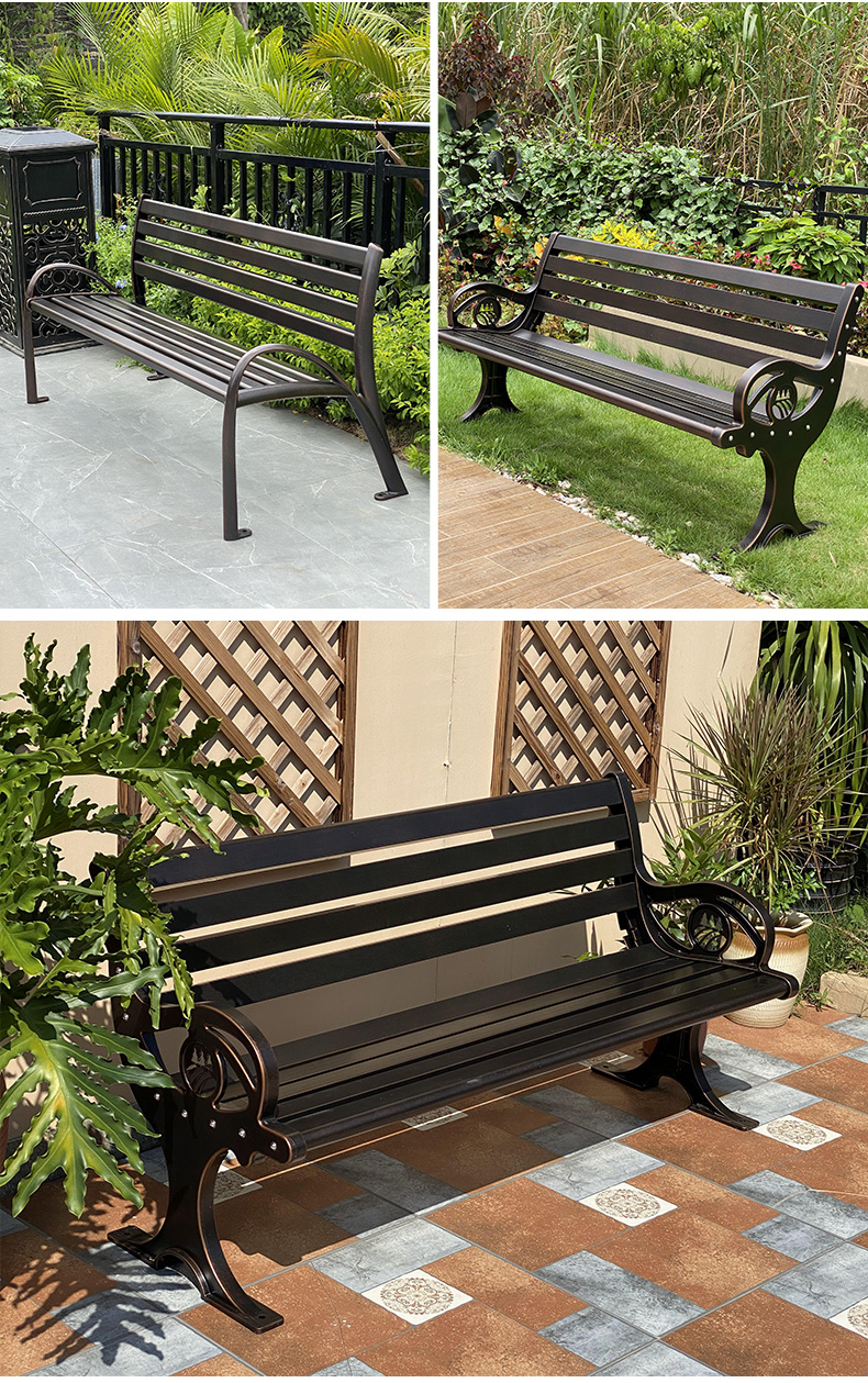 户外公园椅铸铝铝合金长椅花园阳台靠背三人长条椅子室外休闲庭院 150