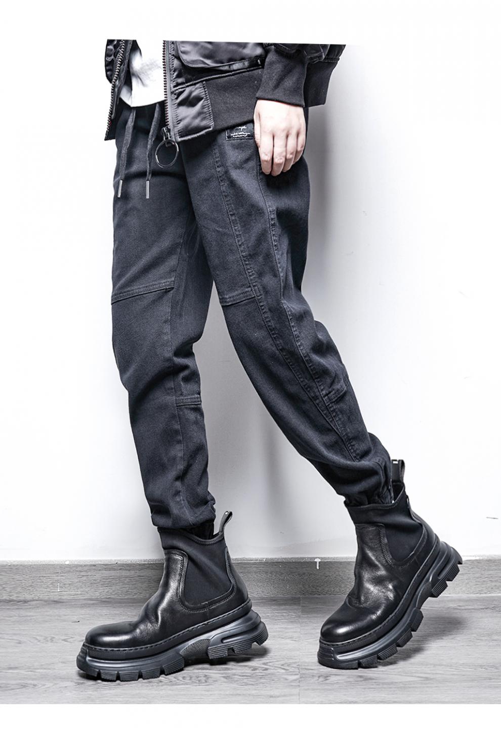 桑曦束脚牛仔裤男配马丁靴士休闲长裤工装宽松搭的裤子哈伦萝卜锥型